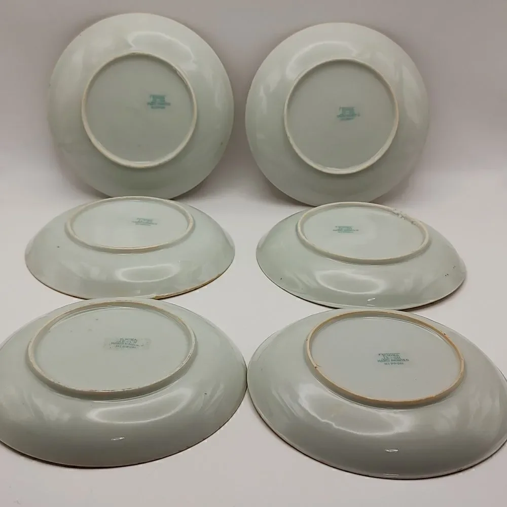 Antique Hand Painted Nippon Saucers Set of 6